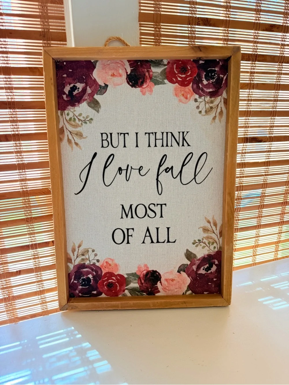 Hobby Lobby Floral Fall Wall Sign - Burgundy, Pink, Cream, Green